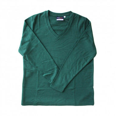 Green V Neck Merino Top