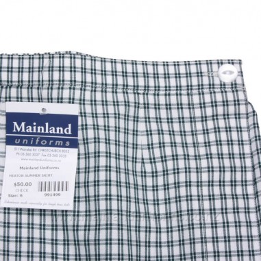 Green/White Check Pleat Skirt